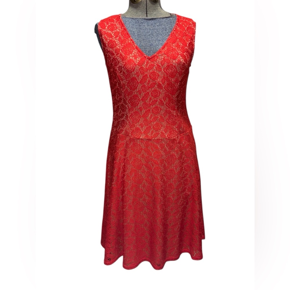 Black Label Vibrant Red Lace Dress